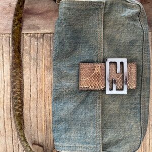 Vintage Python FENDI Denim Camouflage Baguette